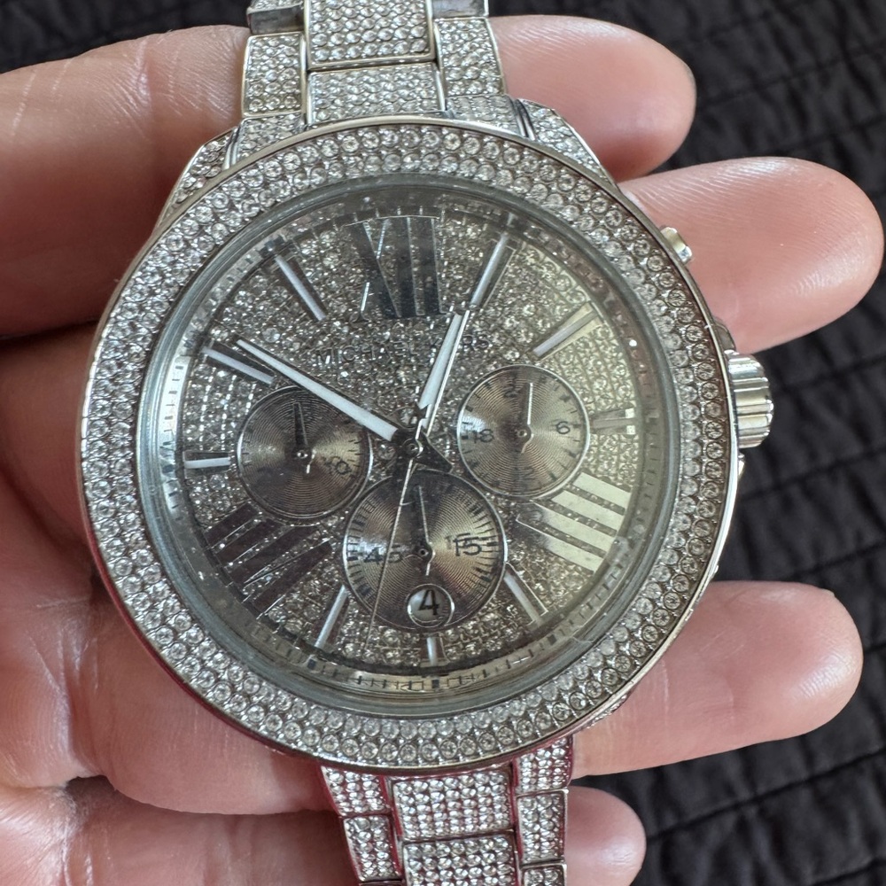 Michael Kors Silver Diamond-Accented Watch